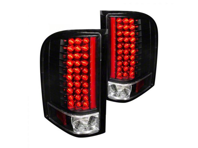 LED Tail Lights; Black Housing; Clear Lens (07-12 Silverado 2500 HD)