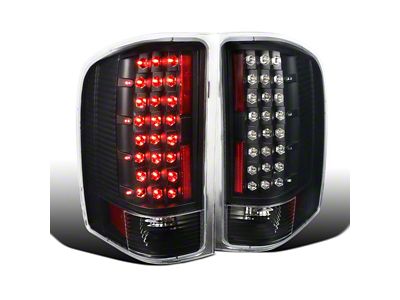 LED Tail Lights; Matte Black Housing; Clear Lens (07-14 Silverado 2500 HD)