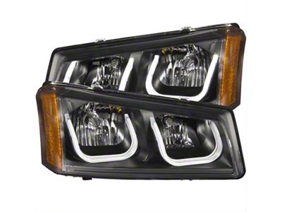 U-Bar Projector Headlights; Black Housing; Clear Lens (03-06 Silverado 2500 HD)