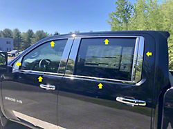 12-Piece Window Trim Package; Stainless Steel (20-24 Silverado 3500 HD Crew Cab)