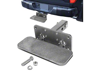 2-Inch Receiver Hitch Foldable Step Board; Silver (Universal; Some Adaptation May Be Required)