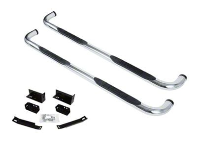 Go Rhino 3-Inch 4000 Series Cab Length Side Step Bars; Polished (15-19 Silverado 3500 HD Double Cab)