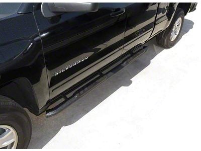 3.50-Inch Side Step Bars; Textured Black (07-19 Silverado 3500 HD Extended/Double Cab)