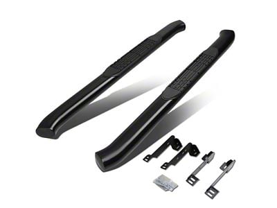 4-Inch Nerf Side Step Bars; Black (07-14 Silverado 3500 HD Regular Cab)