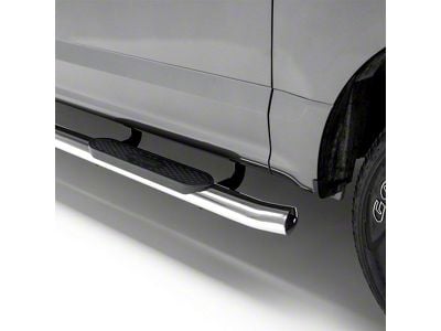 4-Inch Oval Side Step Bars; Stainless Steel (07-19 Silverado 3500 HD Crew Cab)