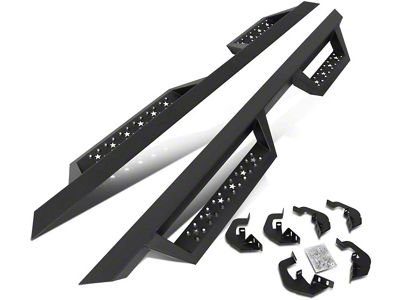 4.50-Inch Nerf Side Step Bars; Black (07-19 Silverado 3500 HD Extended/Double Cab)