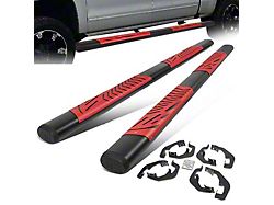 5-Inch Running Boards; Black and Red (07-19 6.0L Silverado 3500 HD Crew Cab)