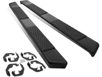 5-Inch Wide Flat Running Boards; Black (07-19 6.0L Silverado 3500 HD Crew Cab)