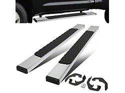 5-Inch Wide Flat Running Boards; Stainless Steel (07-19 Silverado 3500 HD Regular Cab)