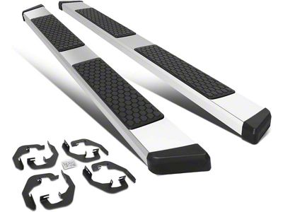 5-Inch Wide Flat Running Boards; Stainless Steel (07-19 6.0L Silverado 3500 HD Crew Cab)