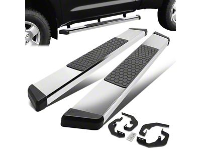 5-Inch Wide Flat Running Boards; Stainless Steel (07-19 Silverado 3500 HD Regular Cab)