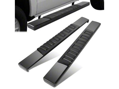 6-Inch Wide Flat Running Boards; Black (07-19 6.0L Silverado 3500 HD Regular Cab)