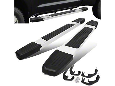 6.25-Inch Running Boards; Silver (07-19 Silverado 3500 HD Regular Cab)