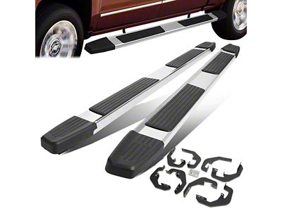 6.25-Inch Running Boards; Silver (07-19 Silverado 3500 HD Crew Cab)