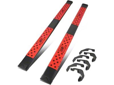 6.50-Inch Flat Step Bar Running Boards; Black/Red (07-19 Silverado 3500 HD Extended/Double Cab)