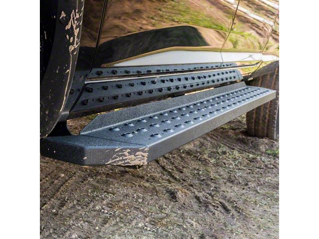 6.50-Inch RidgeStep Running Boards; Textured Black (20-24 Silverado 3500 HD Crew Cab)