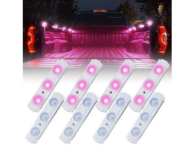 8-LED Rock Light Pod Truck Bed Lighting Kit; Pink (Universal; Some Adaptation May Be Required)