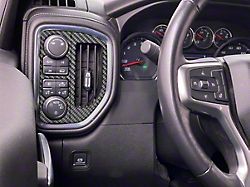 A/C Vent and Headlight Control Accent Trim; Matte Domed Carbon Fiber (20-24 Silverado 3500 HD)