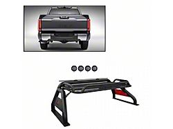 Atlas Roll Bar with 5.30-Inch Black Round Flood LED Lights; Black (07-25 Silverado 3500 HD)