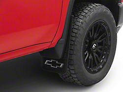 Black Wrap No-Drill Mud Flaps with Bowtie Logo; Front and Rear (20-25 Silverado 3500 HD SRW)