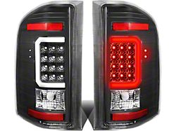 C-Bar LED Tail Lights; Black Housing; Clear Lens (07-14 Silverado 3500 HD)