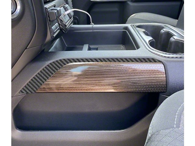 Center Console Accent Trim; Raw Carbon Fiber (20-24 Silverado 3500 HD)