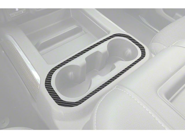 Center Console Cup Holder Surround Accent Trim; Raw Carbon Fiber (20-24 Silverado 3500 HD)