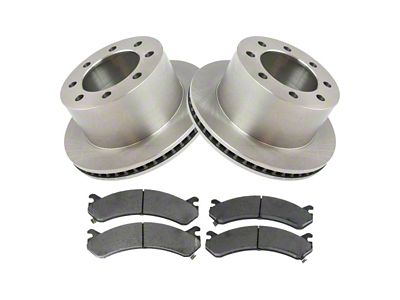 Ceramic 8-Lug Brake Rotor and Pad Kit; Rear (07-10 Silverado 3500 HD DRW)