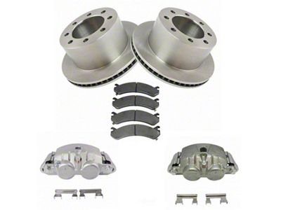 Ceramic 8-Lug Brake Rotor, Pad and Caliper Kit; Rear (07-10 Silverado 3500 HD DRW)