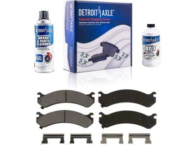 Ceramic Brake Pads with Brake Fluid and Cleaner; Front and Rear (07-10 Silverado 3500 HD)