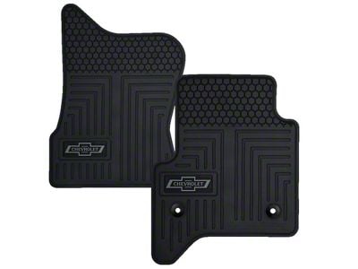 Custom Fit Front Floor Mats with Bowtie Logo; Black (15-19 Silverado 3500 HD)