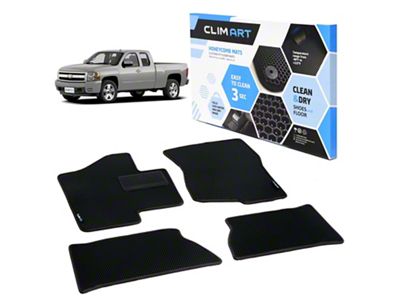Custom Fit Front and Rear Floor Liners; Black (07-14 Silverado 3500 HD Extended Cab)