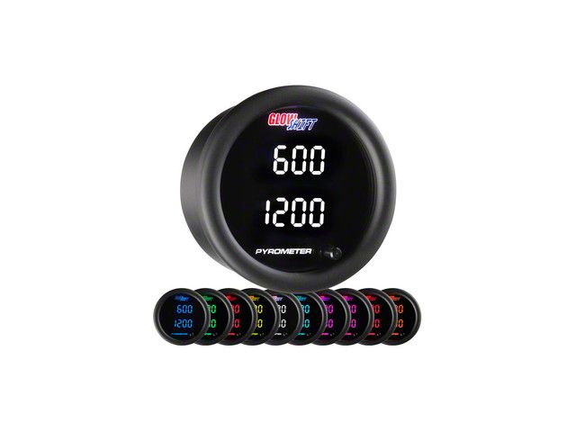 Digital 2200-Degree Exhaust Gas Temperature Gauge; Black 10 Color (Universal; Some Adaptation May Be Required)