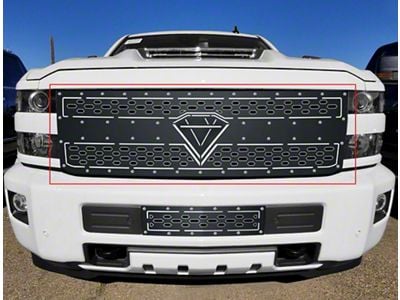 Double Layer Upper Grille Insert; Black (15-19 Silverado 3500 HD)