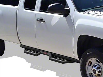 Drop Down Style Nerf Side Step Bars; Matte Black (07-19 Silverado 3500 HD Double Cab)