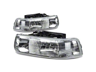 Factory Style Headlights; Chrome Housing; Clear Lens (01-02 Silverado 3500 HD)