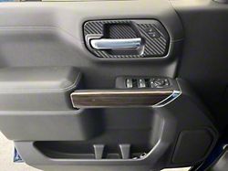 Front Door Handle Surround Accent Trim; Raw Carbon Fiber (20-25 Silverado 3500 HD)