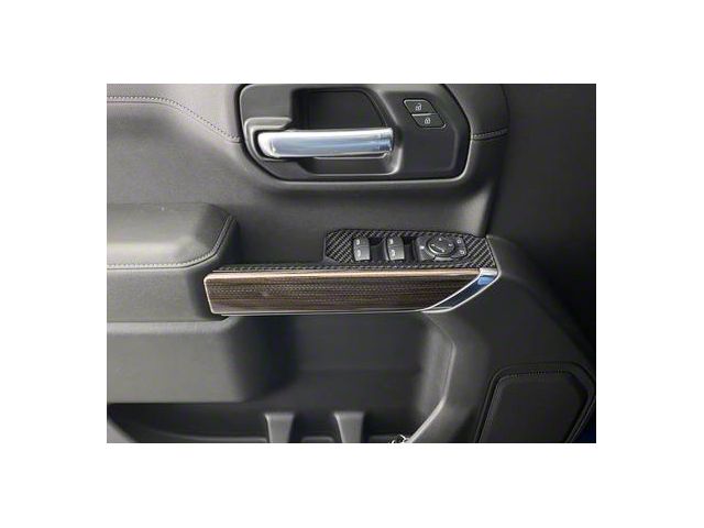 Front Door Switch Accent Trim; Domed Carbon Fiber (20-24 Silverado 3500 HD)