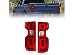 Full LED Tail Lights with Sequential Turn Signal; Chrome Housing; Red/Clear Lens (20-23 Silverado 3500 HD w/ Factory LED Tail Lights)