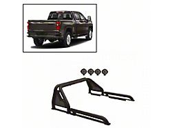 Gladiator Roll Bar with 7-Inch Black Round LED Lights; Black (07-25 Silverado 3500 HD)