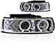 Halo Projector Headlights; Chrome Housing; Clear Lens (01-02 Silverado 3500 HD)