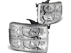 Headights with Clear Corners; Chrome Housing; Clear Lens (07-14 Silverado 3500 HD)