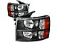 Headlights with Amber Corner Lights; Black Housing; Clear Lens (07-14 Silverado 3500 HD)