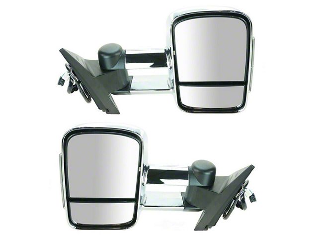 Heated Manual Towing Mirrors; Chrome (07-14 Silverado 3500 HD)