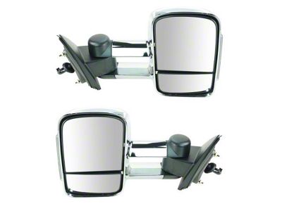 Heated Manual Towing Mirrors; Chrome (15-19 Silverado 3500 HD)