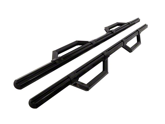 Hex Series Side Step Bars without Mounting Brackets; Gloss Black (15-24 Silverado 3500 HD Crew Cab)