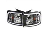 LED C-Bar Factory Style Headlights; Matte Black Housing; Clear Lens (07-14 Silverado 3500 HD)