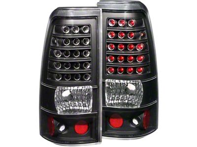 LED Tail Lights; Black Housing; Clear Lens (01-02 Silverado 3500 HD)