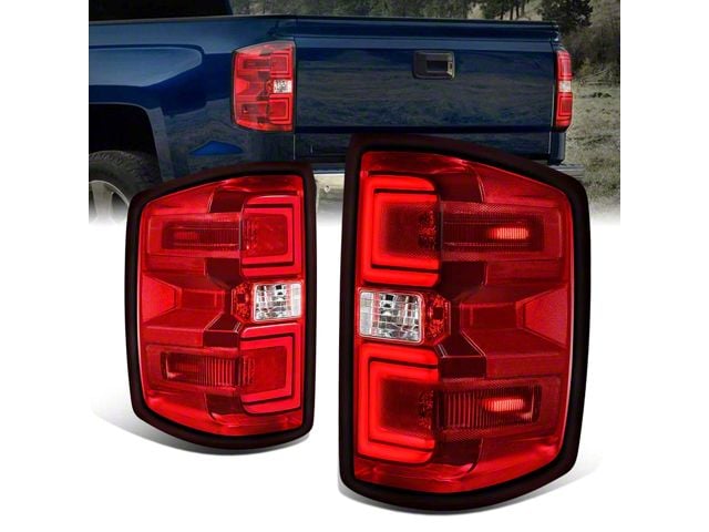 LED Tail Lights; Chrome Housing; Red Clear Lens (15-19 Silverado 3500 HD w/ Factory Halogen Tail Lights)