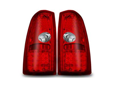 LED Tail Lights; Chrome Housing; Red/Clear Lens (01-06 Silverado 3500 HD)